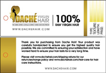 Long 6x2 inch hang tag front and back - Dache