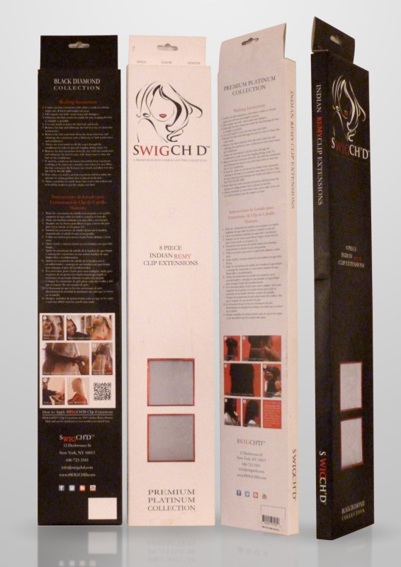 Two product lines, differentiated by color schemes on boxes: black/red and white/red. The box has a shiny red metallic foil and windows.