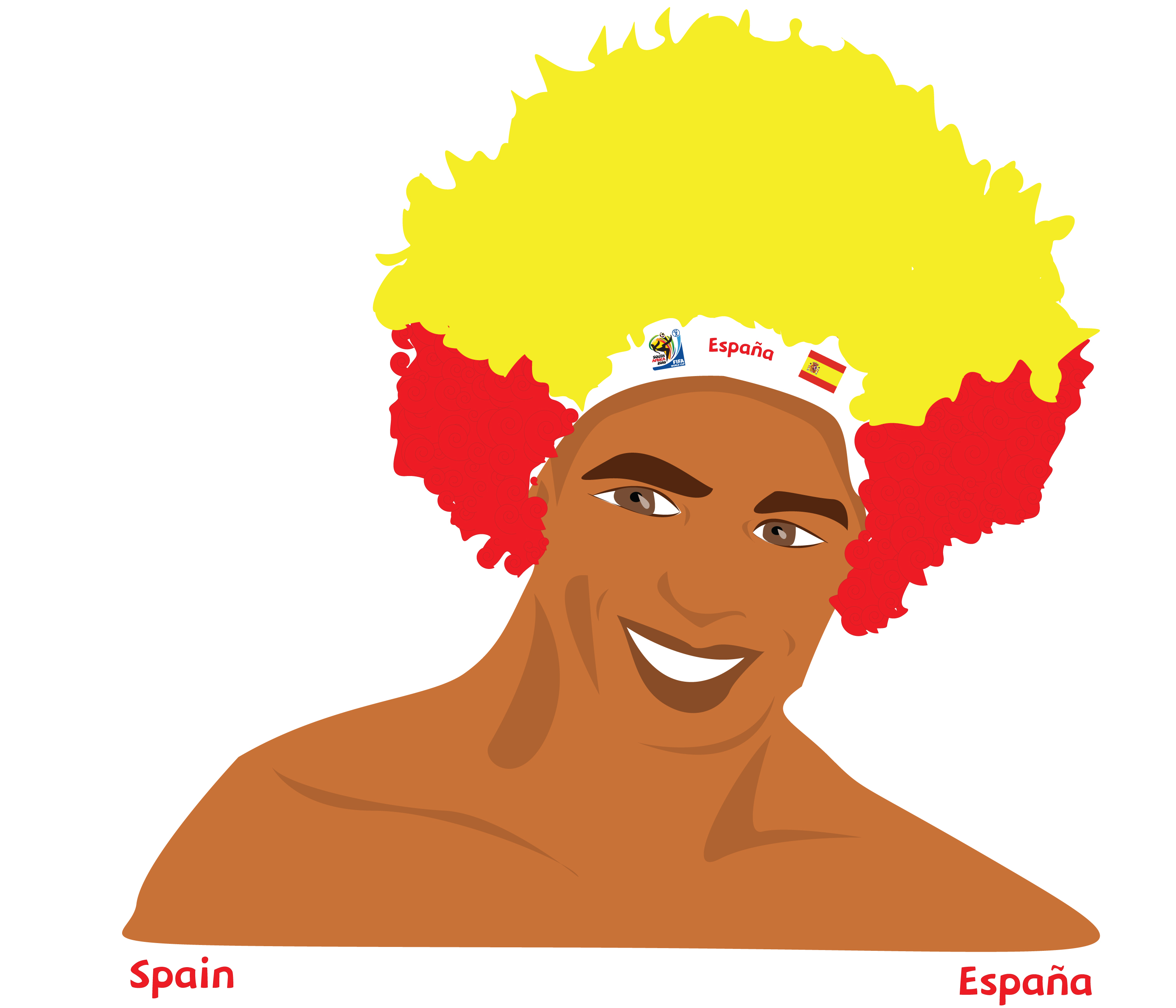 Afro Wig Illustration for Spain - the 2010 FIFA World Cup™ South Africa Champions
