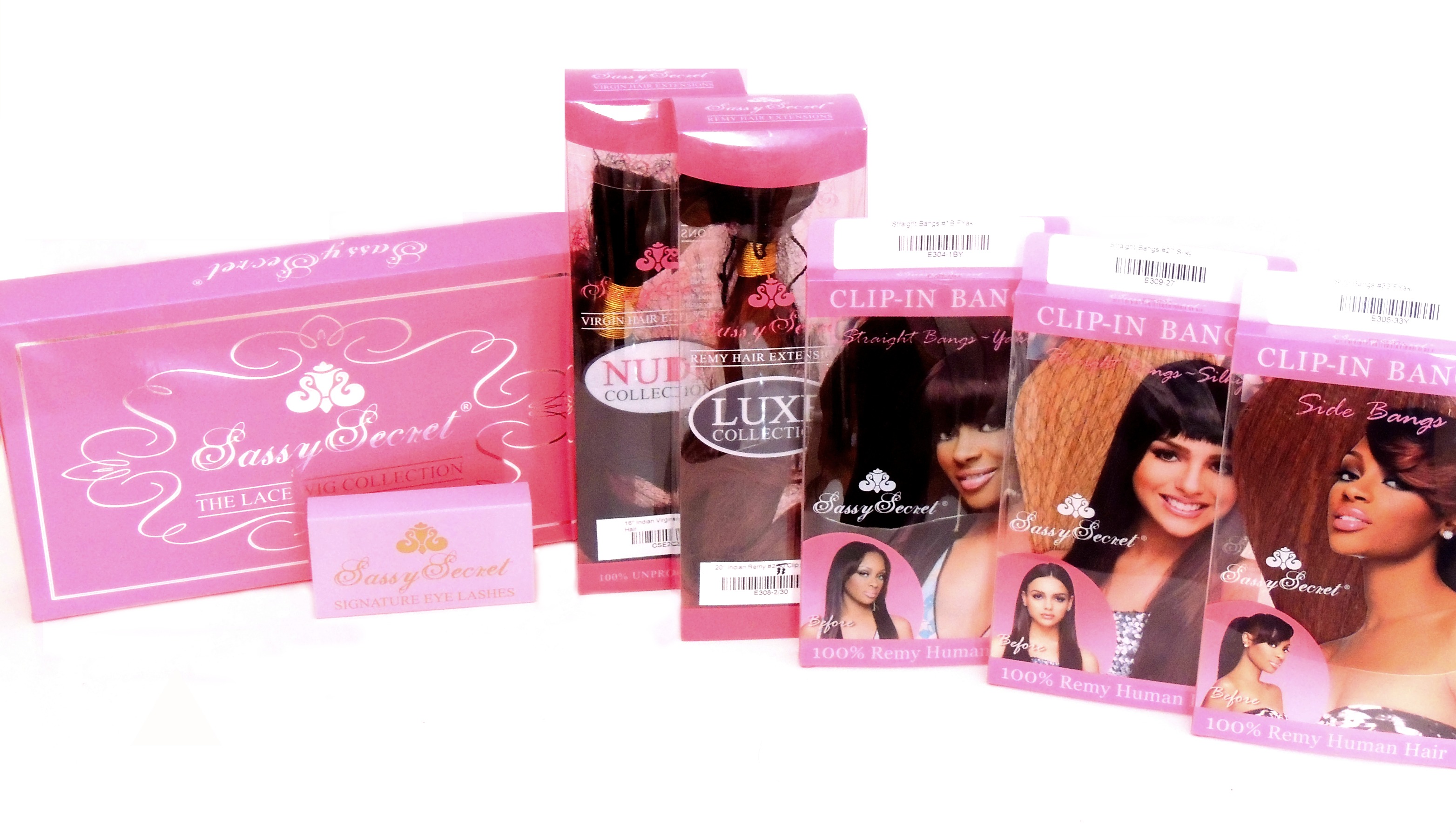 Hair packaging for lace wigs, eye lashes, extensions, and clipins.
