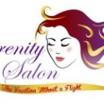 Hair salon logo with illustration of a woman with golden locks