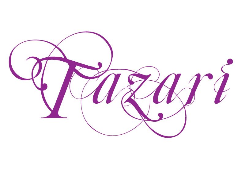 Logo for human hair extensions brand Tazari from Tres Belle Hair Company which has a matching logo