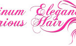 Luxurious human hair extensions logo that is one color.