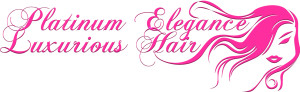 Luxurious human hair extensions logo that is one color.