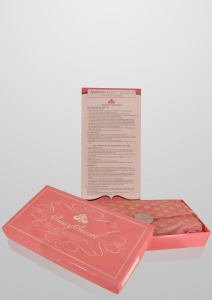 Lace wig box with tissue, sticker and care instructions insert